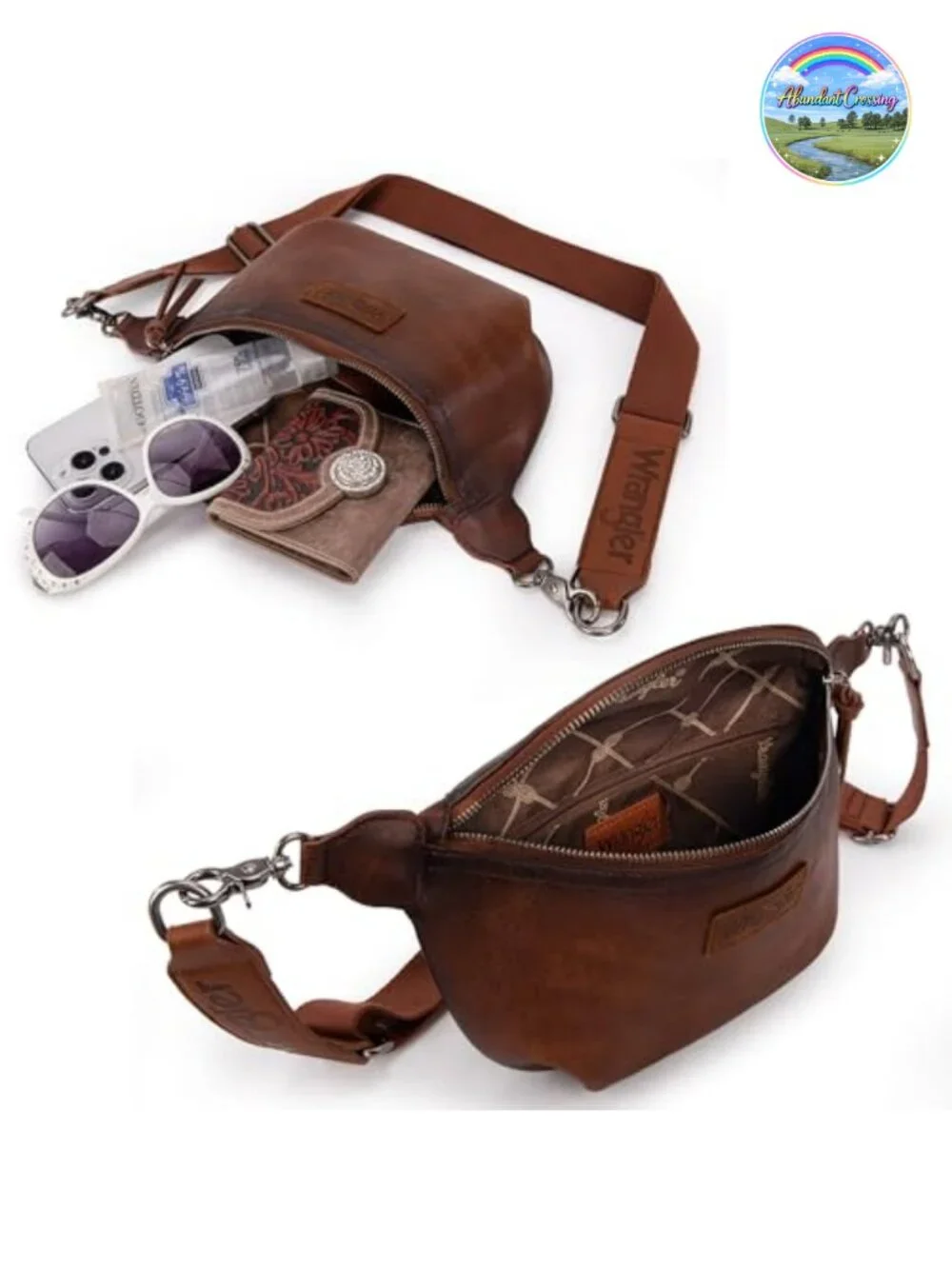 Wrangler Faux Leather Waist Pack Travel Belt Bag Crossbody Sling Purse